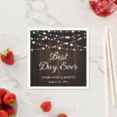 String Lights Rustic Barn Wood Wedding Serviette (Beispiel)
