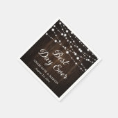String Lights Rustic Barn Wood Wedding Serviette (Ecke)