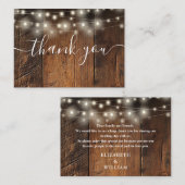 String Lights Rustic Barn Wood Wedding Vielen Dank Platzkarte (Vorne/Hinten)