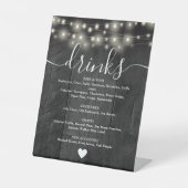 String Lights Rustic Black Barn Wood Drinks Menü Sockelschild (Vorderseite)