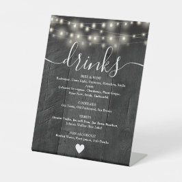 String Lights Rustic Black Barn Wood Drinks Menü Sockelschild