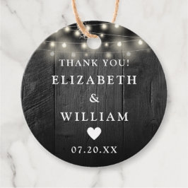 String Lights Rustic Black Wood Barn Wedding Geschenkanhänger