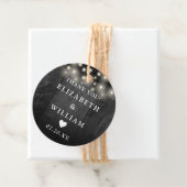 String Lights Rustic Black Wood Barn Wedding Geschenkanhänger (Beispiel)