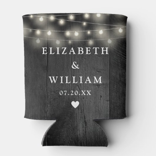 String Lights Rustic Black Wood Boho Barn Wedding Dosenkühler (Rückseite)