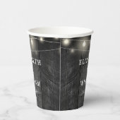 String Lights Rustic Black Wood Boho Barn Wedding Pappbecher (Rechts)