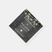 String Lights Rustic Black Wood Boho Barn Wedding Serviette (Ecke)