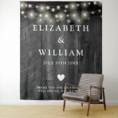 String Lights Rustic Black Wood Foto Background Wandteppich (Beispiel)