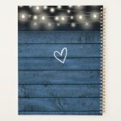 String Lights Rustic Blue Wood Script Wedding Planer (Rückseite)