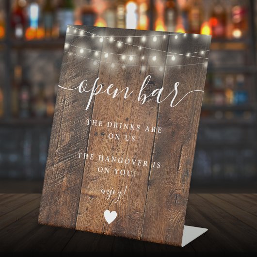 String Lights Rustic Boho Barn Wood Open Bar Sockelschild