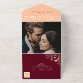 String Lights Rustic Burgundy Peach Wedding All In One Einladung (Außenbereich)