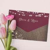 String Lights Rustic Burgundy Wedding All In One Einladung