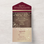 String Lights Rustic Burgundy Wedding All In One Einladung (Innen Boden)