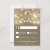 String Lights + Rustic Burlap Wedding RSVP Cards (Vorderseite)