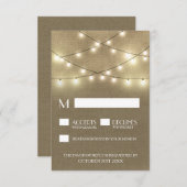 String Lights + Rustic Burlap Wedding RSVP Cards (Vorne/Hinten)
