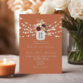 String Lights Rustic Burnt Orange Wedding Einladung