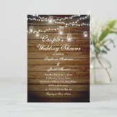 String Lights Rustic Couples Polterabend Card Einladung (Stehend Vorderseite)