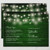 String Lights Rustic Green Wood Wedding Program (Vorne/Hinten)