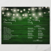 String Lights Rustic Green Wood Wedding Program (Rückseite)