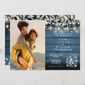 String Lights Rustic Jars Greenerity Foto Wedding Einladung (Vorne/Hinten)
