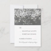 String Lights Rustic Lace Chalk Wedding RSVP Card Karte (Vorderseite)