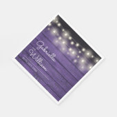 String Lights Rustic Lila Wood Elegantes Skript Serviette (Ecke)
