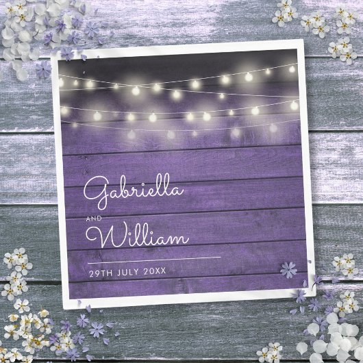 String Lights Rustic Lila Wood Elegantes Skript Serviette