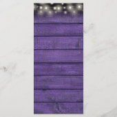 String Lights Rustic Lila Wood Floral Wedding Menükarte (Rückseite)