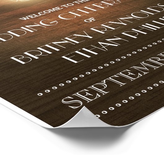 String Lights Rustic Mason Jar Wedding Willkommen Poster (Ecke)