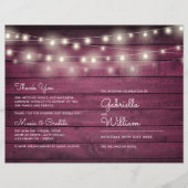 String Lights Rustic Red Wood Wedding Program (Vorderseite)