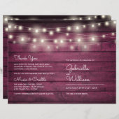 String Lights Rustic Red Wood Wedding Program (Vorne/Hinten)