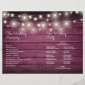 String Lights Rustic Red Wood Wedding Program (Rückseite)