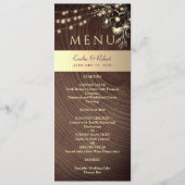 String Lights Rustic Wedding Menükarte (Vorderseite)