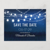 String Lights Rustic Wedding Save the Date Ankündigungspostkarte (Vorderseite)
