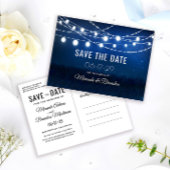 String Lights Rustic Wedding Save the Date Ankündigungspostkarte