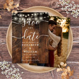 String Lights Rustic Wood Barn Boho Foto Wedding Save The Date
