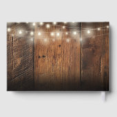 String Lights Rustic Wood Boho Barn Wedding Gästebuch (Rückseite)