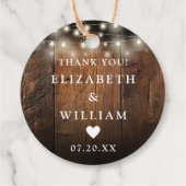 String Lights Rustic Wood Boho Barn Wedding Geschenkanhänger (Rückseite)