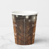 String Lights Rustic Wood Boho Barn Wedding Pappbecher (Rechts)