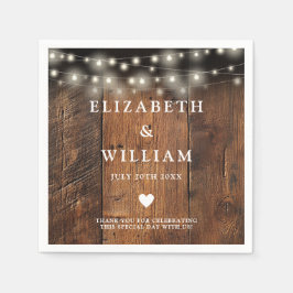 String Lights Rustic Wood Boho Barn Wedding Serviette