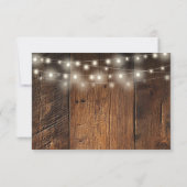 String Lights Rustic Wood Boho Western Wedding RSVP Karte (Rückseite)