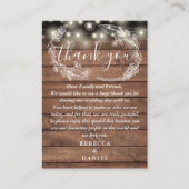 String Lights Rustic Wood Floral Wedding Vielen Da Platzkarte (Vorderseite)