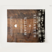 String Lights Rustic Wood Foto Booth Background Wandteppich (Vorderseite (Horizontal))