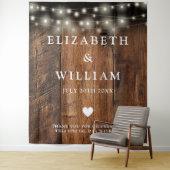 String Lights Rustic Wood Foto Booth Background Wandteppich (Beispiel)