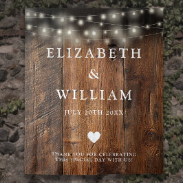 String Lights Rustic Wood Foto Booth Background Wandteppich