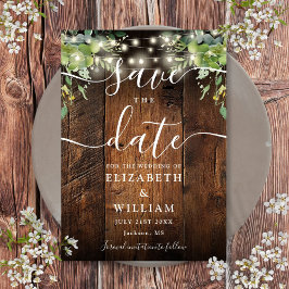 String Lights Rustic Wood Greenerity Wedding Save The Date