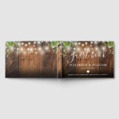 String Lights Rustic  Wood Greenery Wedding Gästebuch (Voll)