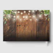 String Lights Rustic  Wood Greenery Wedding Gästebuch (Rückseite)