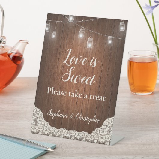 String Lights Rustic Wood Nehmen Sie eine Leckerei Sockelschild (In Situ)