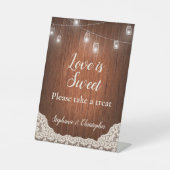 String Lights Rustic Wood Nehmen Sie eine Leckerei Sockelschild (Vorderseite)