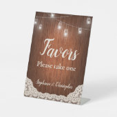 String Lights Rustic Wood Script-Gastgeschenke Hoc Sockelschild (Vorderseite)